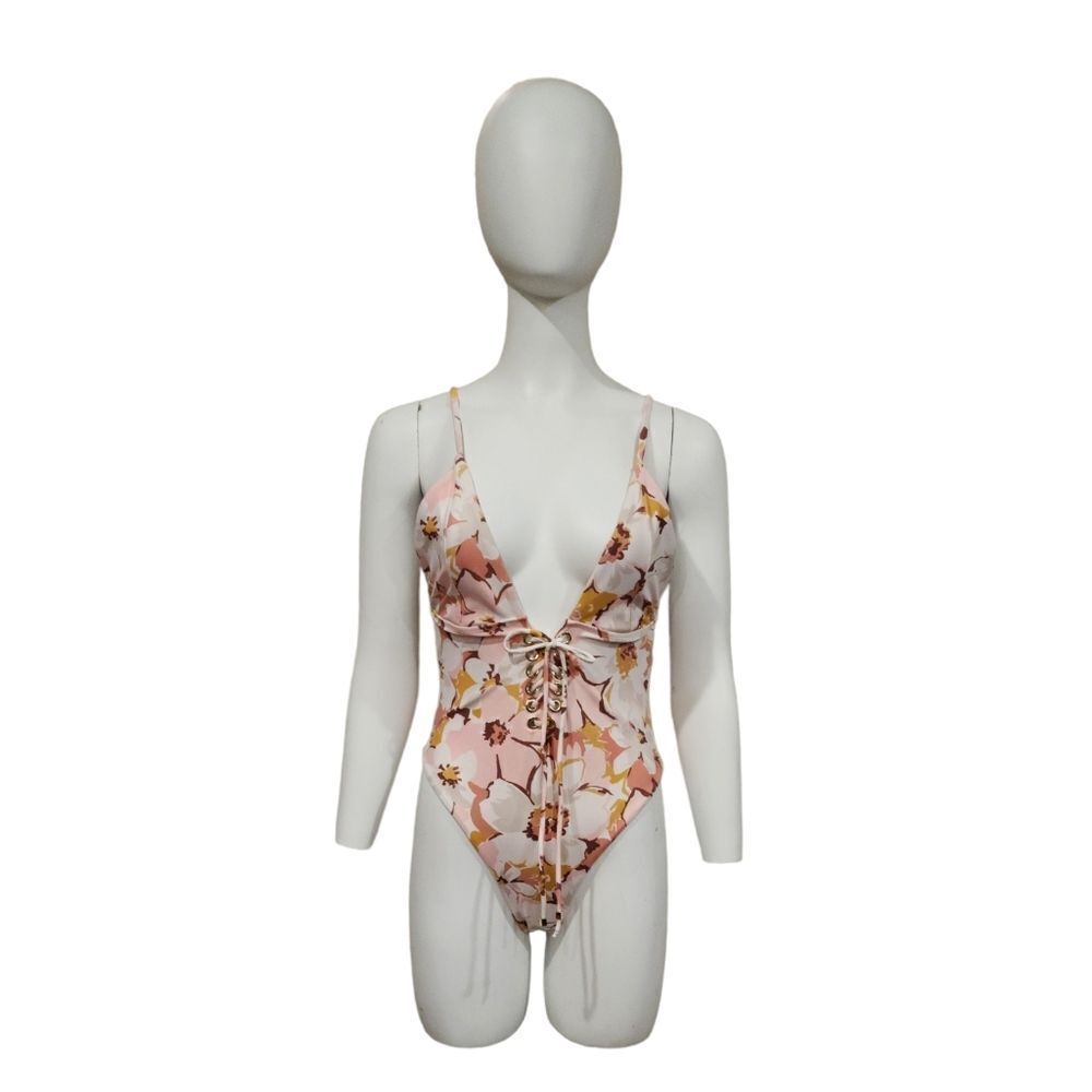 P2F Power 2 The Flower Pink Floral Front Criss Cross 1 PC Swim